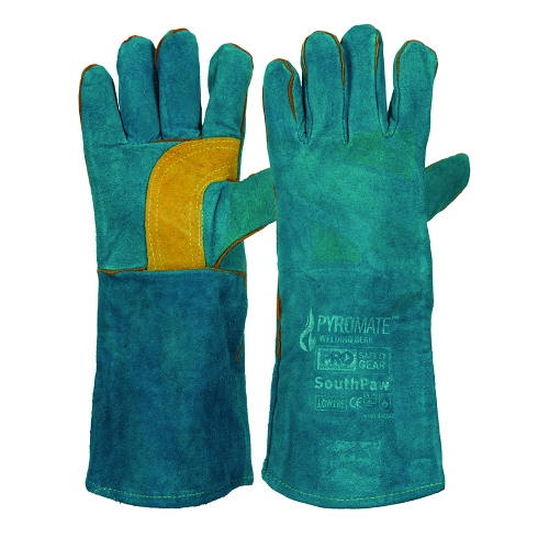 GLOVE GREEN AND GOLD WELDERS SOUTHPAW LEFTIES (PAIR)